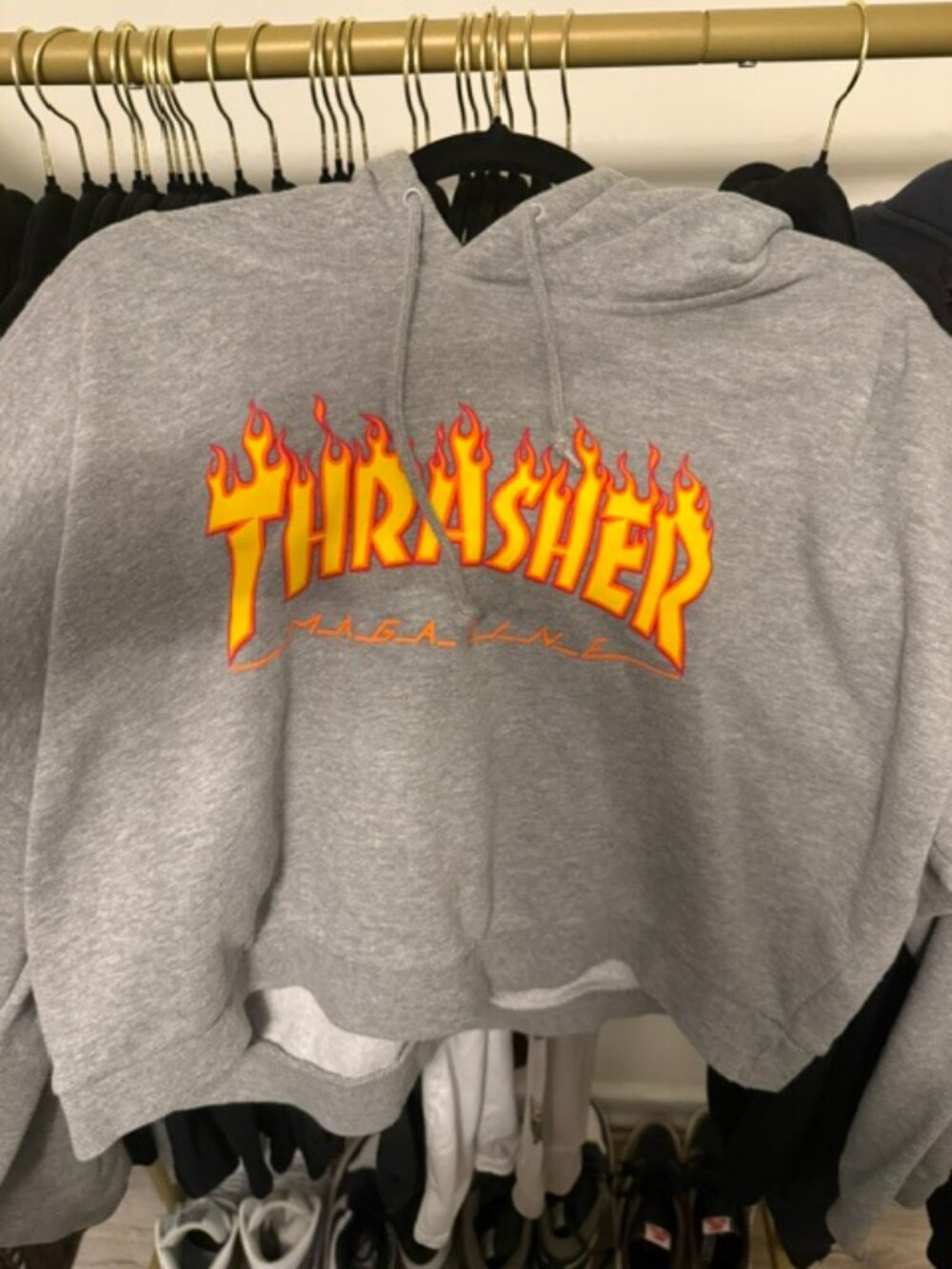 Thrasher Cropped grey hoodie Size M